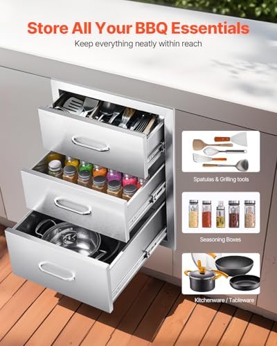 VEVOR Outdoor Kitchen Drawers 18.1"W x 23.2"H x 23.2"D Stainless Steel - Image 4