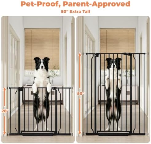50" Extra Tall Baby Gate No Drilling, Auto Close Dog Gate, Black - Image 2