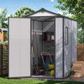 4 x 6 FT Plastic Outdoor Storage Shed with Floor, Resin Garden Shed by DNYKER