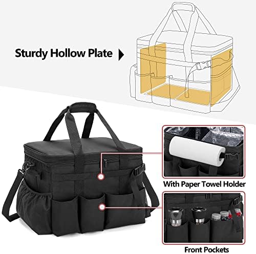 HODRANT Large Grill Caddy with Lid & Paper Towel Holder & Multi Pockets - Image 3