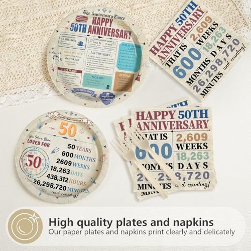 96 Pcs Happy 50th Anniversary Party Decorations, Serves 24 - Image 4