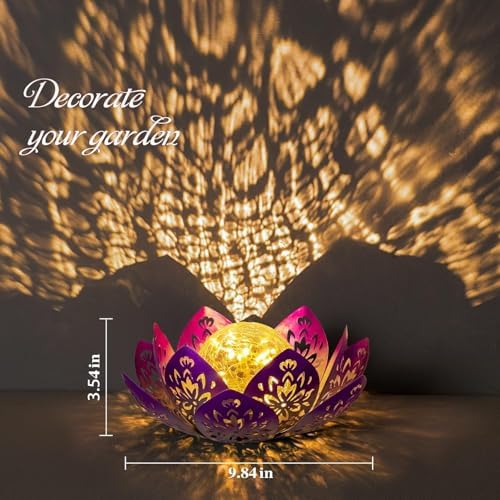 Huaxu Solar Garden Lights Outdoor Decorative - Bright Lotus Flower Table Lamp, Waterproof Solar Lights for Patio Pathway Yard Balcony Outside Decor - Image 2