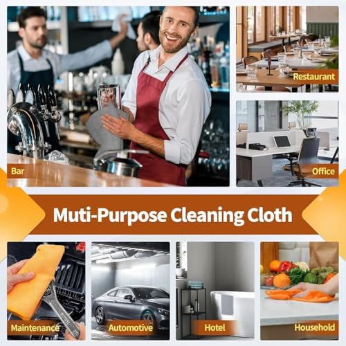 FIXSMITH Microfiber Cleaning Cloth -Pack of 50, Highly Absorbent Cleaning Rags(Grey&Orange), 16"X12" All Purpose Cleaning Towels for Housekeeping, Kitchen, Car, Reusable Microfiber Towels - Image 6