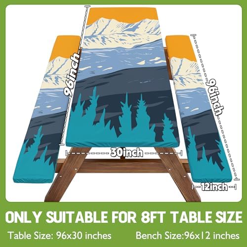 Picnic Table Cover with Bench Covers Elastic Table Cloth Cool Fun Unique Ideas Birthday Party Christmas Xmas Father Valentine's Day Camping Gift for Camper RV Owner Camping Lovers Couple Men Adult Dad - Image 2
