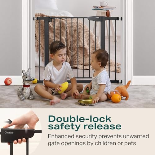 Cumbor 36 in Extra Tall Baby Gate for Doorways, 30-40.6 in Dog Gate Black - Image 5