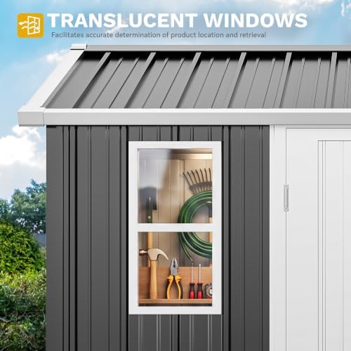 DWVO 7x5ft Outdoor Storage Shed with Window & 3 Lockable Doors - Image 4