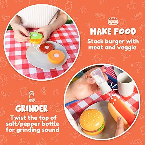 27 PCS Kids BBQ Grill Playset Backyard Barbecue Play Grill Toy Set for Kids, Play Food Sets for Kids Kitchen - Image 5