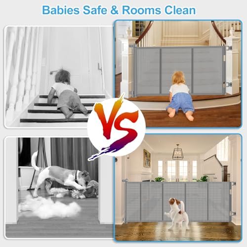EZIGO 120 Inch Retractable Baby Gates Extra Wide Reinforced Baby Dog Gate - Image 4