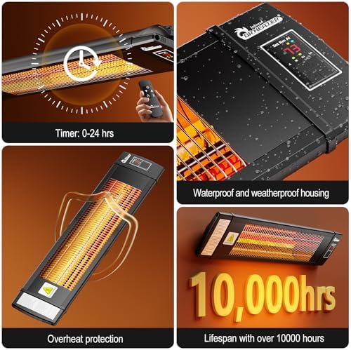 DR. INFRARED HEATER Portable Infrared Indoor and Outdoor Space Heater for Patio, Garage, Commercial & Residential With Remote Control, With Thermostat, Black - Image 6