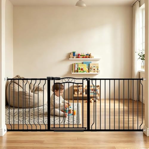 Fairy Baby 71.7"-81.1" Extra Wide Baby Gate for Doorway Wide Openings Black by FairyBaby