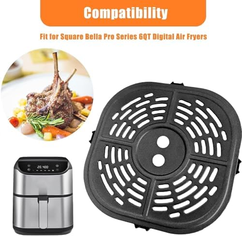6QT Square Air Fryer Grill Plate for Bella Pro Series 6QT Digital Air Fryers, Upgraded Air Fryer Grill Pan Crisper Plate Tray Insert Grate Rack Grid for 6QT Bella Air Fryer, Dishwasher Safe - Image 6
