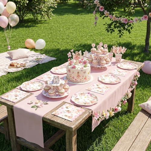 40PCS Fairy Birthday Party Decorations for Girls Kids, Fairies Plates and Napkins Tableware Set, Fairy Themed First Birthday, Fairies Enchanted Themed Baby Shower Party Decorations - Image 7