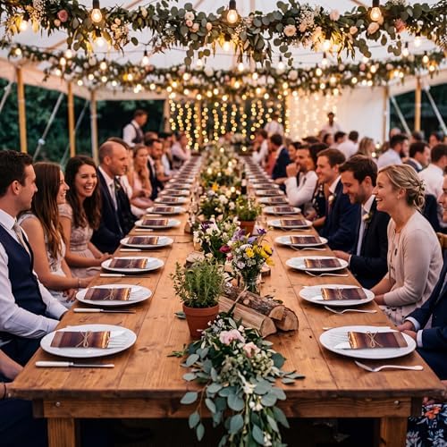200 Pcs Wood Grain Wedding Supplies for 50 Guests Rustic Party - Image 4