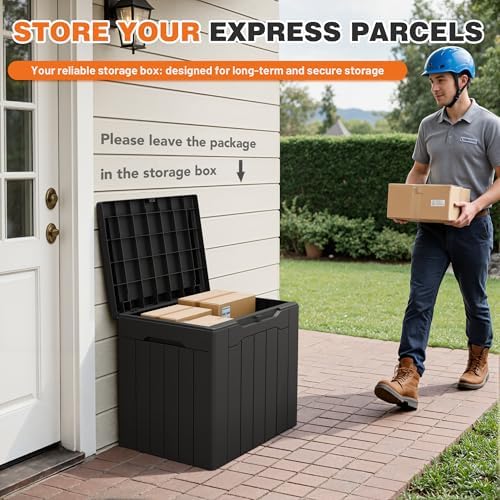 32 Gallon Deck Box Outdoor Indoor Waterproof Storage Box for Patio Furniture, Pool Accessories, Garden Tools, and Cushion Storage, Black - Image 4