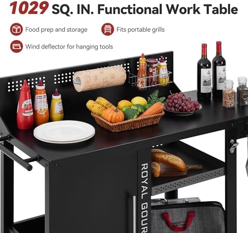PC4001B 3-Tier Prep & Work Table with Middle Shelf Black - Image 4