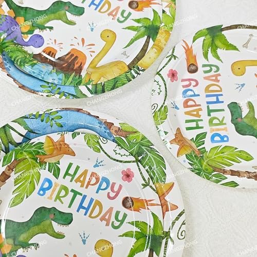 CHANGZHONG 80pcs Dinosaur Birthday Party Supplies,Plates And Napkins - Image 6