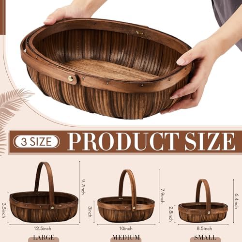 Sintuff 6 Pcs Wicker Baskets with Handles, 3 Sizes,Coffee - Image 2