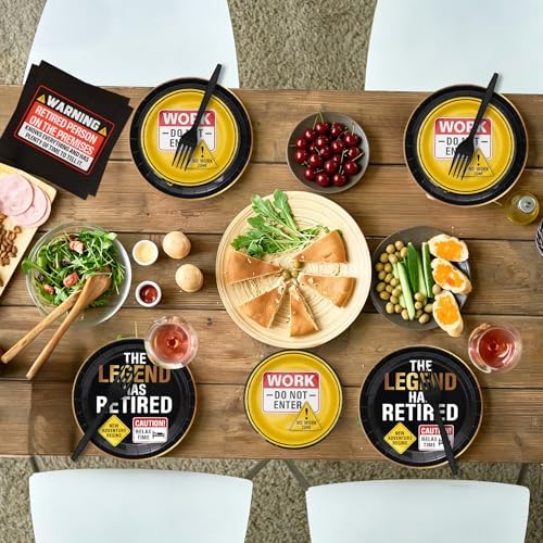 96PCS Happy Retirement Paper Plates Napkins Set for 24 Guests - Image 2