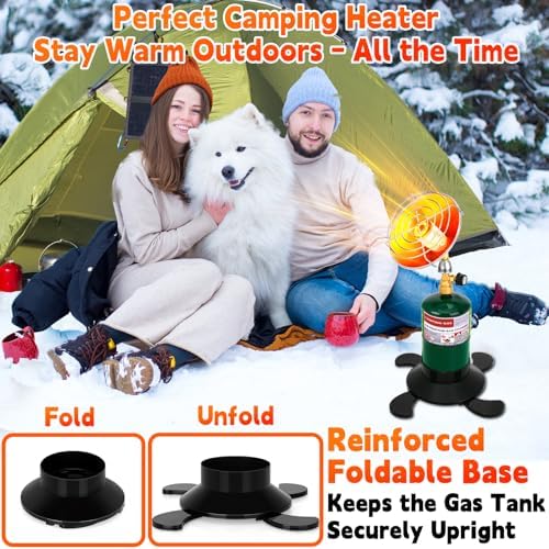 Portable Propane Heater for Camping, Outdoor Small Space Patio Heater with Control Valve, Radiant Cordless Tent Heaters with Foldable Gas Tank Holder for Hiking Ice Fishing Hunting Backyard - Image 2