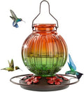 Glass Hummingbird Feeder for Outdoors Hanging, 26 fl oz Bird Nectar Feeder by GreteGotye