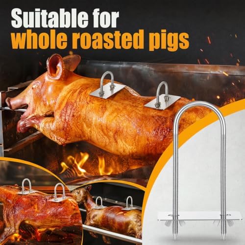 4 Pcs Steel Rotisserie Fork U Bolt Adjustable Spit Rod, 7.5" L - Image 4