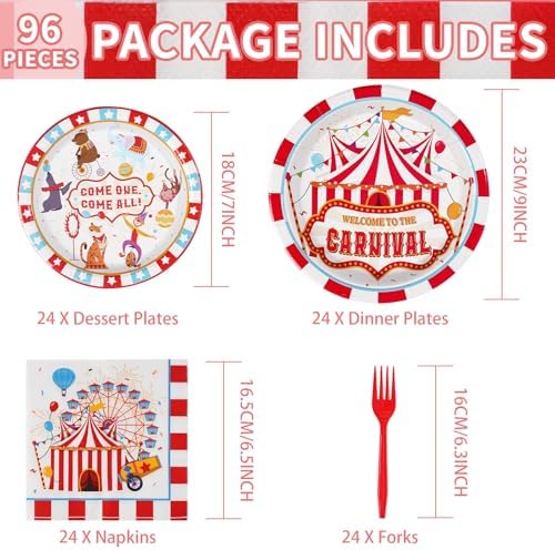 Grencian 96Pcs Carnival Party Decorations, Serves 24 - Image 2