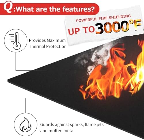 Welding Blanket Fireproof 40x40 Inch – Matace Carbon Felt Soldering Mat & Pad, 5mm Flame Retardant Fabric, Heat Shield for Brazing, Automotive Repair, Grill & Smoker, HVAC Plumbing, Black - Image 2