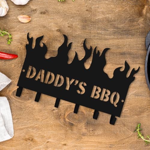Generic Personalized BBQ Cooking Utensils Wall Hooks Rack for Dad Custom Grilling Tool Organizer Barbecue Tool Metal Storage Holders Grill Cutlery Hanger Father's Day Utensils Hanging Hooks (Style 3) - Image 5