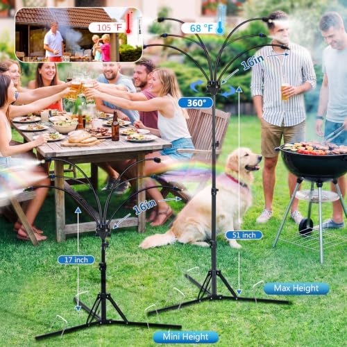 6-Adjustable Nozzle Standing Misters for Outside Patio - Easy to Install & Maintain, Customize Mist, Durable & Long-Lasting for Backyard Cooling - Image 6