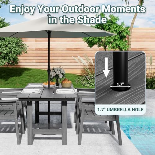 Pamapic Patio Dining Table Set, 5-Piece Outdoor Dining Set for 4, Grey - Image 3