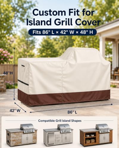 86 Inch Extra Large Grill Cover Island with Left/Right Grill Head 600D - Image 2