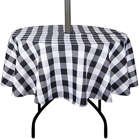 EHouseHome Outdoor and Indoor 60inch Round Tablecloth with Umbrella Hole and Zipper, Waterproof Zippered Patio Cloths, Spring/Summer Table Covers for Backyard Circular Table/BBQs/Picnic by EHouseHome