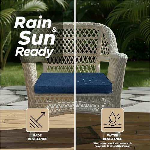 Outdoor Chair Cushions, Set of 4, 22 x 22 Inch, Navy Blue - Image 3