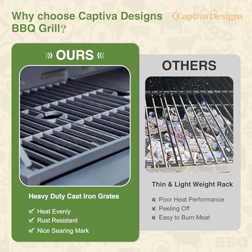 Captiva Designs 4 Burner Propane Gas BBQ Grill with Side Burner, 46,700 BTU - Image 2