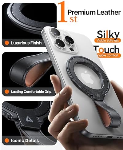andobil 2026 Premium Leather Magnetic Phone Grip Holder for MagSafe, Stable - Image 4