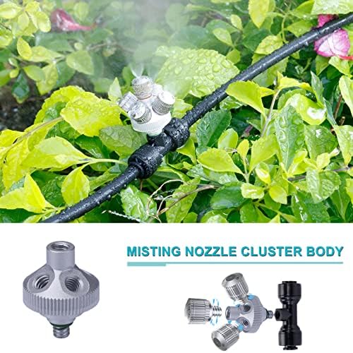 Fogland Misting Nozzle Cluster Body with 5x 10/24unc Thread Holes for Patio Garden Outdoor Misting Cooling System, 4pcs per pack - Image 2