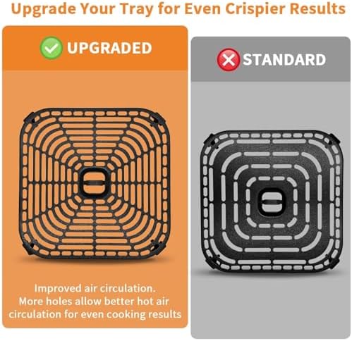 Air Fryer Grill Pan for COSORI Air Fryer TurboBlaze 6 QT, Non-Stick 8.9’’*8.9’’Square Air Fryer Rack Replacement Parts Accessories Grill Plate Crisper Plate Tray with Rubber Bumpers, Dishwasher Safe - Image 3