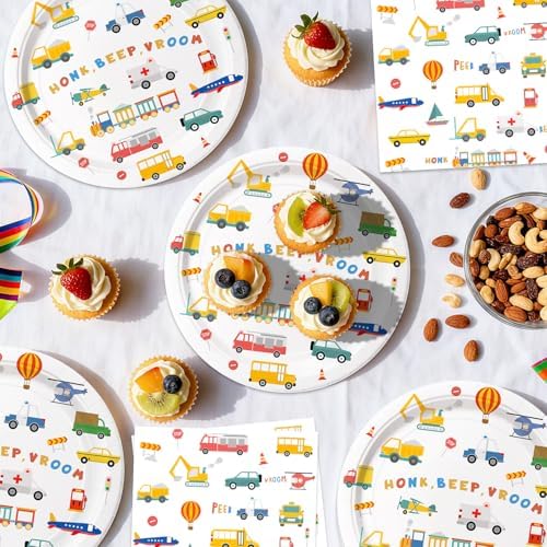 40pcs Engineering Vehicle Birthday Party Supplies Truck Birthday Plates Napkins for Kid Boys 2th Birthday Transportation Party Decoration Supplies,Suitable for 20 Guests - Image 5