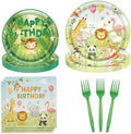 CHANGZHONG 65 Pcs Jungle Animal Themed Birthday Party Plates Zoo Party Decorations Paper Plate Tissue Set by Exquisitehighqualitypartydecorationstomeetyoureveryneed%EF%BC%81