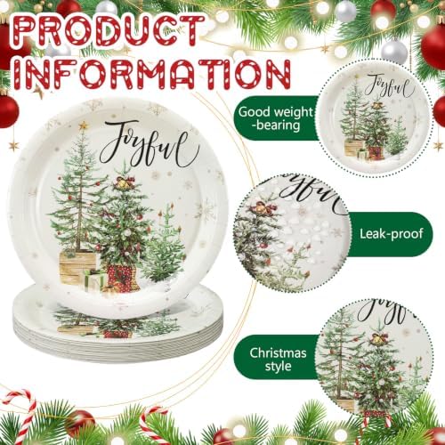 Rtteri 100 Pcs Christmas Paper Plates Disposable 9 Inch Santa Tree Plate - Image 4