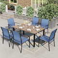 HERA'S HOUSE 7pc Patio Dining Set, Outdoor Wood-Like Metal Table & 6 Chairs by HERASHOUSE