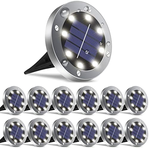 OULONGER 4.6inch Solar Ground Lights, Garden Solar Outdoor Waterproof Pathway Bright In-Ground Landscape Lights for Patio, Lawn, Yard, Driveway, Step and Walkway(White Light 12Packs) by OULONGER