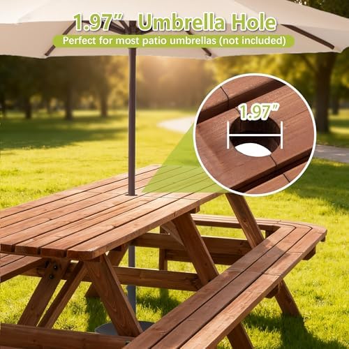 121" Rectangular Picnic Tables for Outdoors,14-16 Person Wooden - Image 5
