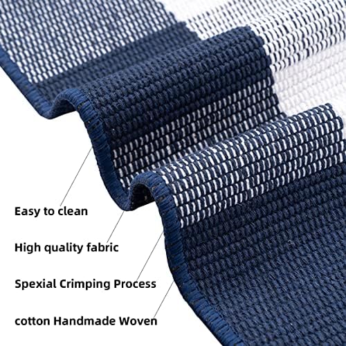 SEEKSEE Buffalo Plaid Outdoor Rug 3' x 5' Navy Blue and White Front Door Mat, Layering Rug for Porch, Washable Doormat, Front Porch Rug for Outdoor Entrance Entryway Patio Porch Decor - Image 6