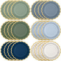 48 Pcs Dusty Blue Sage Green Paper Plates 9 Inch Green Blue Scalloped Paper Disposable Dinner Dessert Plates for Birthday Wedding Bridal Party Supplies, 6 Colors by Tiangrid