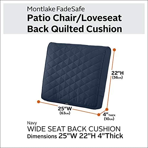 Classic Accessories Montlake FadeSafe Water-Resistant 25 x 22 x 4 Inch Wide Back Patio Quilted Lounge Cushion, Navy - Image 2