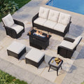 Aoxun 7-Piece Wicker Rattan Patio Furniture Set with 44" Fire Pit Table by Aoxun