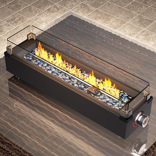 Ciays 28 Inch Tabletop Propane Fire Pit, 50000 BTU Table top Firepit with Glass Wind Guard & Glass Beads, Portable Outdoor Portable Fireplace for Patio and Camping - Image 2