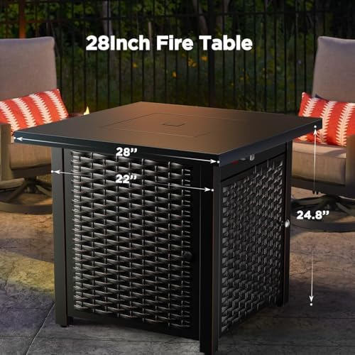 Ciays 28-Inch Propane Fire Pit – 50,000 BTU Outdoor Gas Steel Fire Table with Lid & Lava Rock, Adds Warmth & Ambience to Gatherings & Parties on Patio, Deck, Garden & Backyard - Image 6