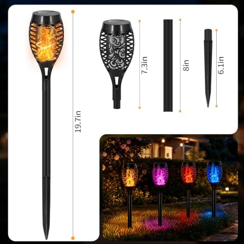 Solar Christmas Decoration Outdoor, 8 Pack Solar Torch Lights - Image 2